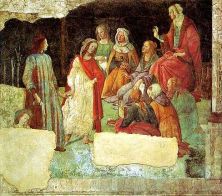 Haga click para ver la imagen ampliada lorenzo tornabuoni es introduciodo por la gramatica en el circulo de la sabiduria y de las artes liberales 1486.jpg
